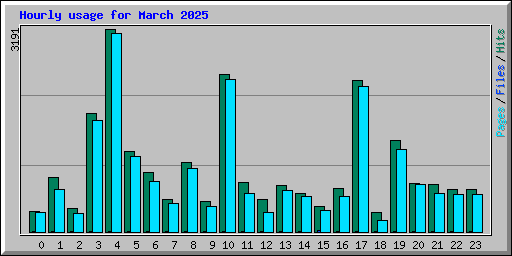 Hourly usage for March 2025